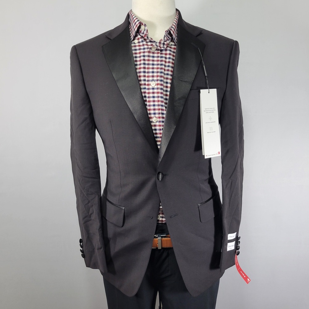 Calvin Klein Men's Tuxedo Jacket MAIN Two Button Black Wool Blend‎ 38R NEW
